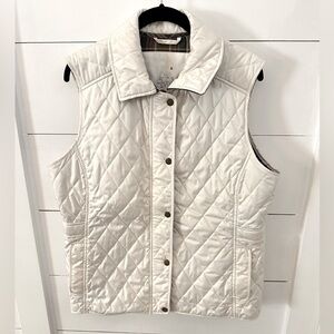 LL BEAN L Riding equestrian white quilted polyester woman gorpcore outdoor vest